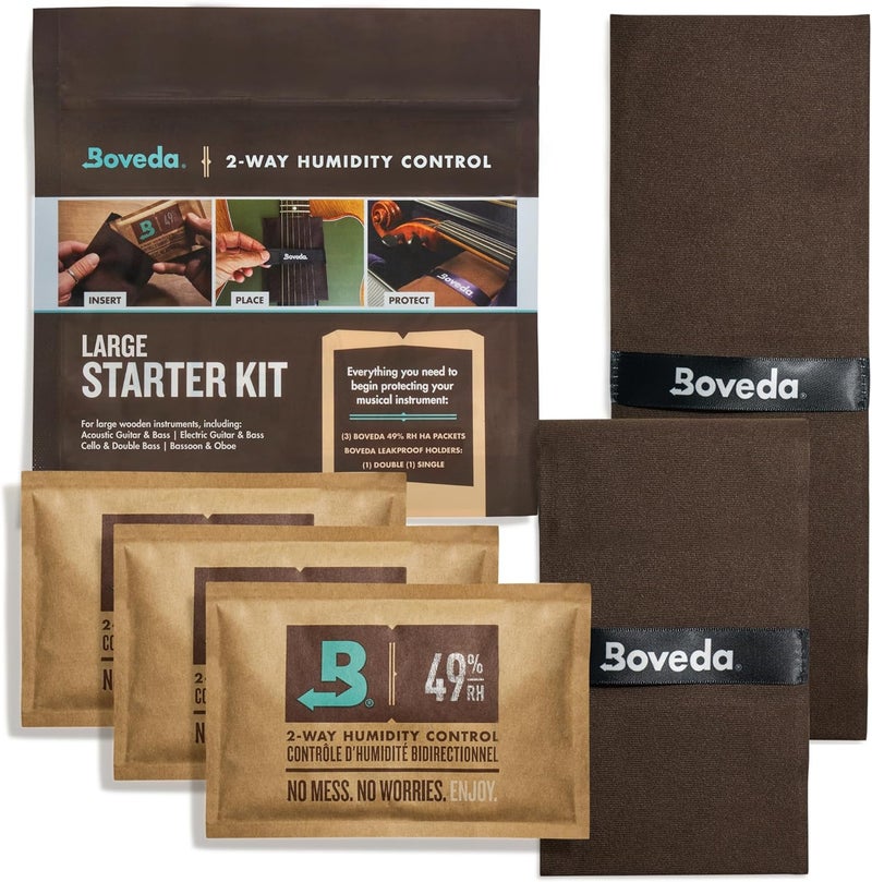 Boveda Music Large Starter Kit - (3) 49% RH Standard - Ideal Two-Way Humidty Control for MOST CLIMATES - For Guitars & Other Large Wooden Instruments - Image 1